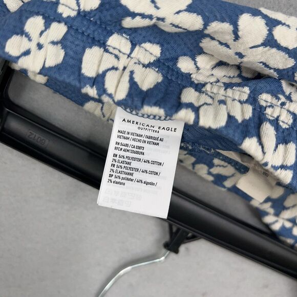 American Eagle Pants Womens Medium Blue White Floral Flare Retro Boho 90s Y2K - Picture 14 of 15